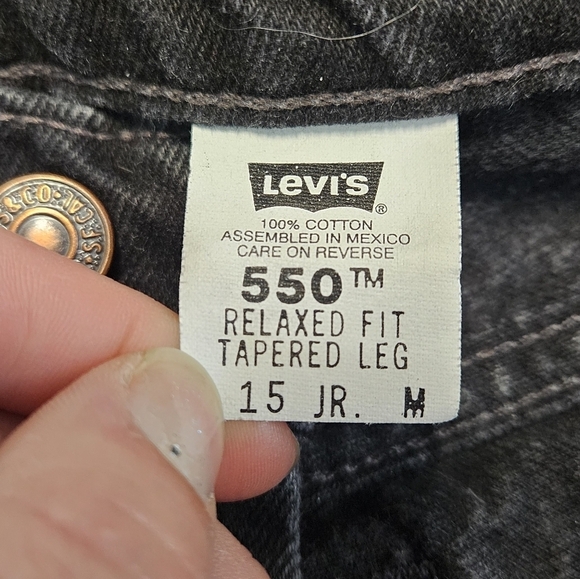 Levi’s Vintage 90s 550 Relaxed Fit Tapered Leg Black Denim Jeans Women's 15 - Picture 8 of 11
